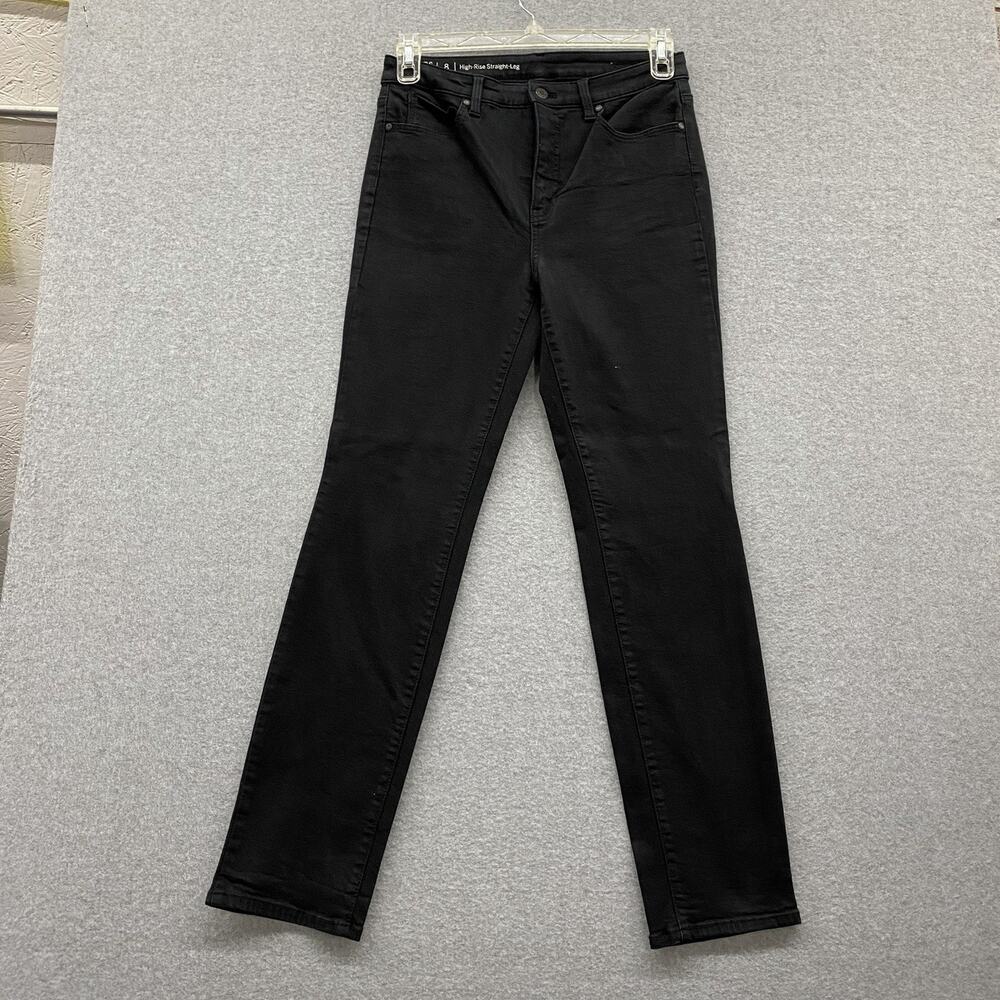 Talbots Pants Womens 8 High Rise Straight Leg Black Stretch Casual Classic Prep